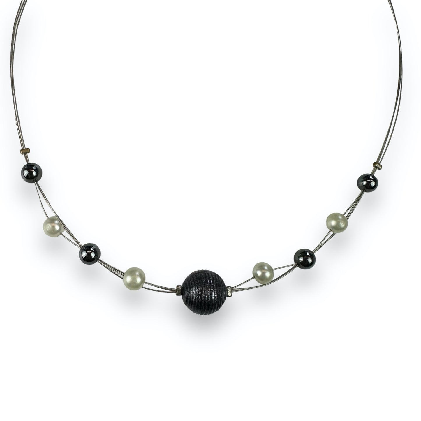 Necklace - Pearls - Silvercolored