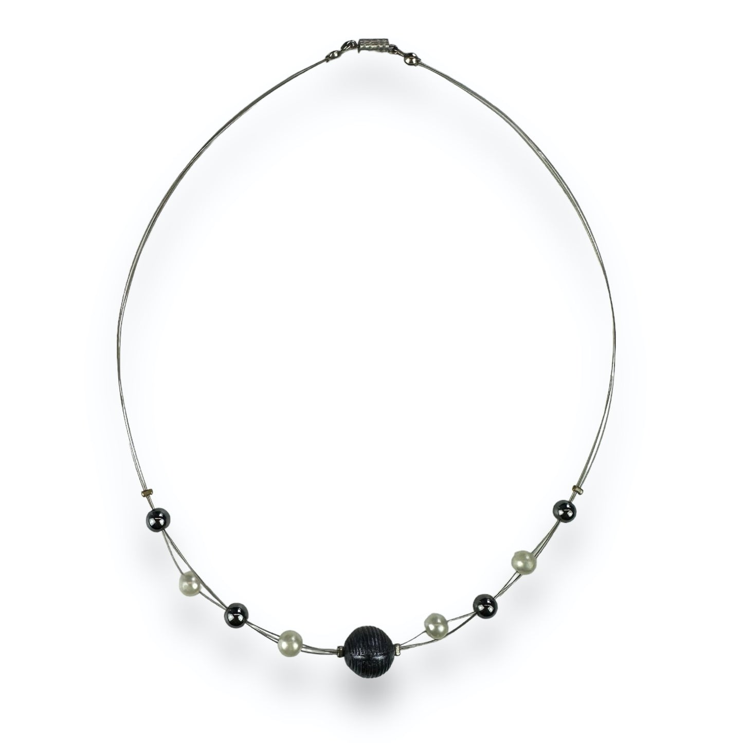 Necklace - Pearls - Silvercolored