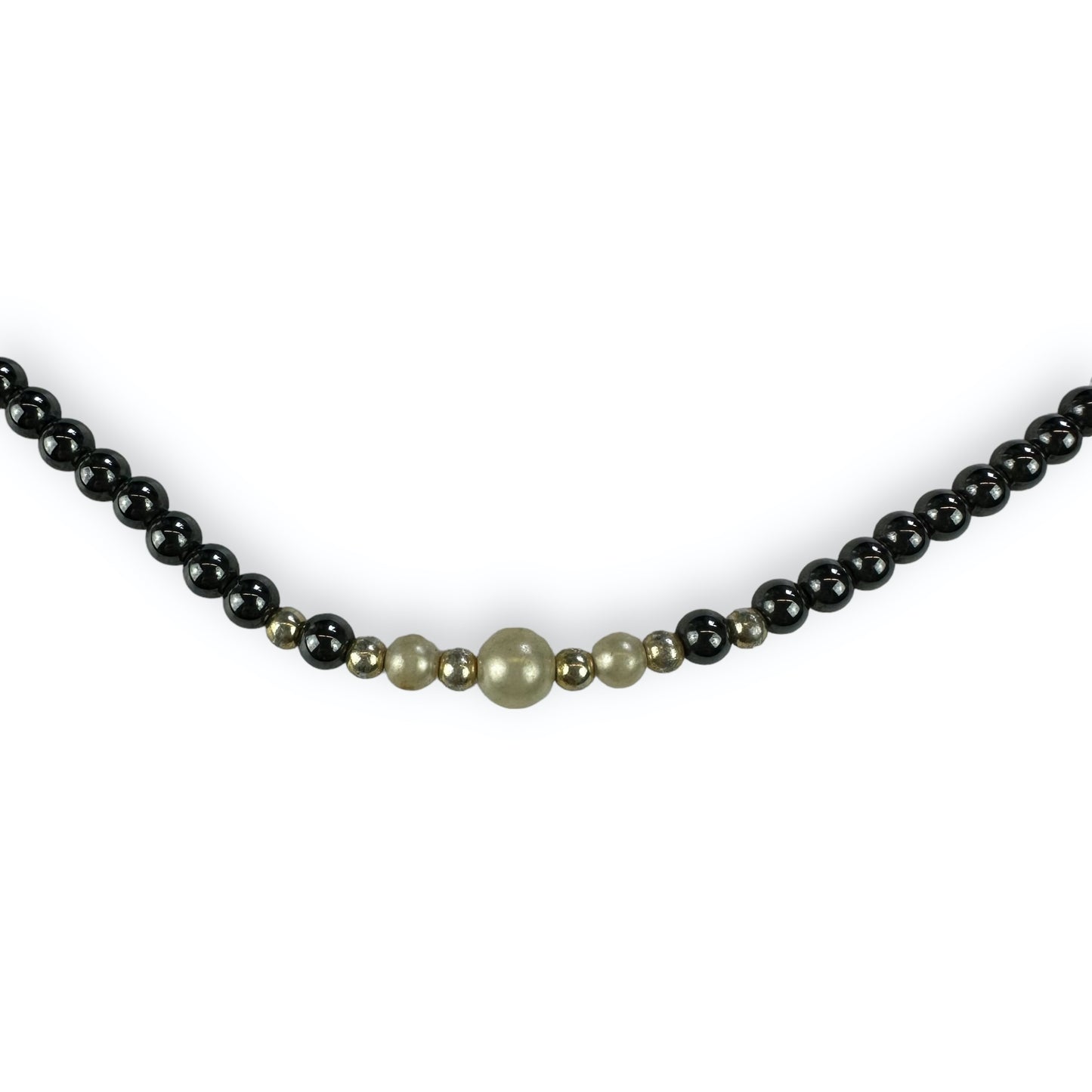 Necklace - Pearls - Black - White
