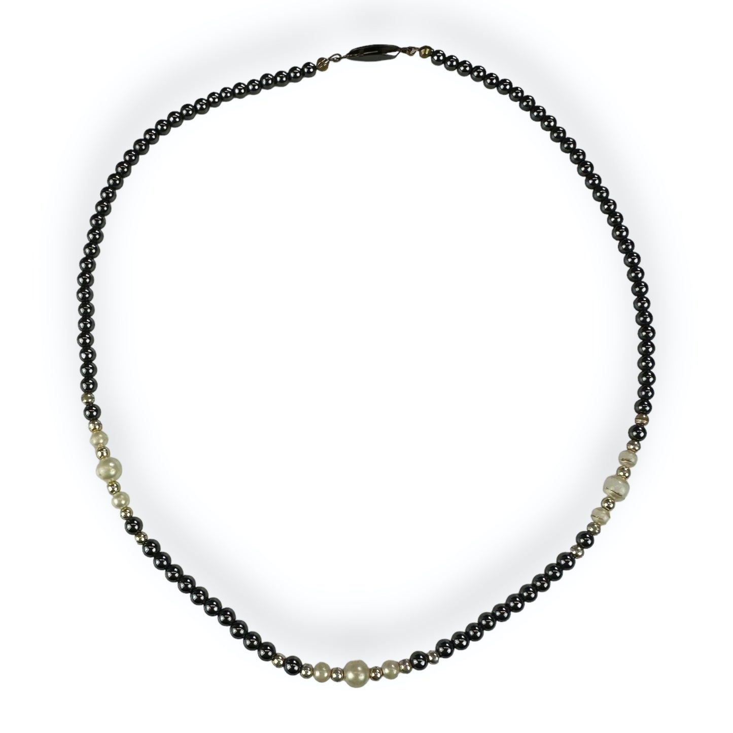 Necklace - Pearls - Black - White