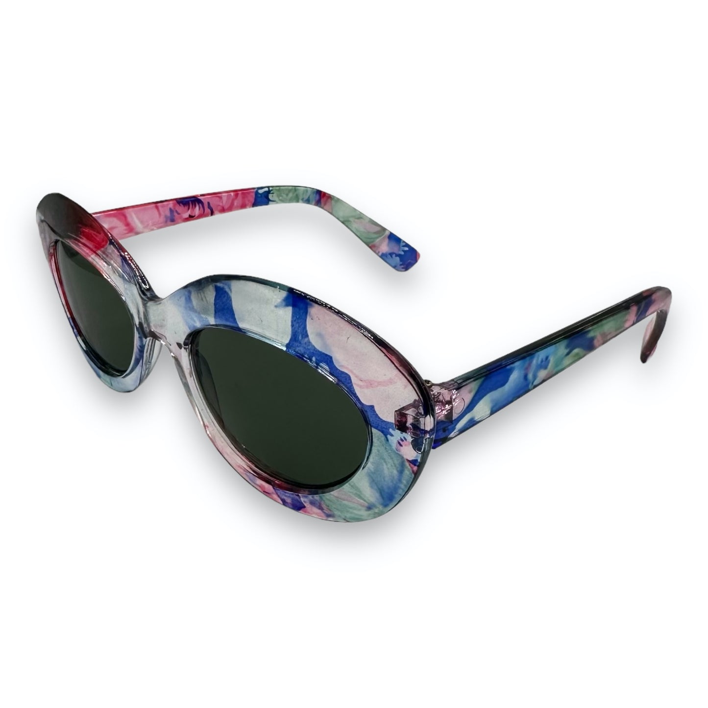 Sunglasses - Oval - Pink - Blue - 90s