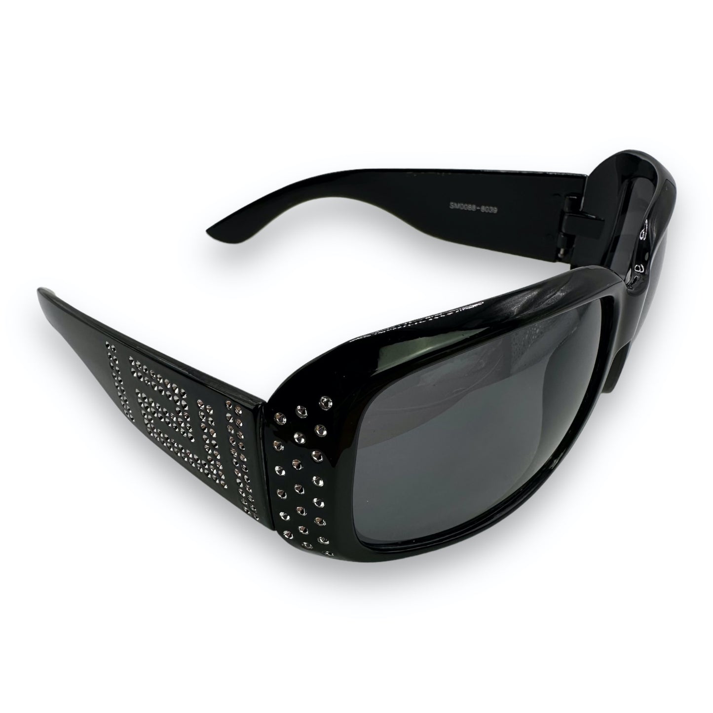 Sunglasses - Oversized - Rhinestones - Black
