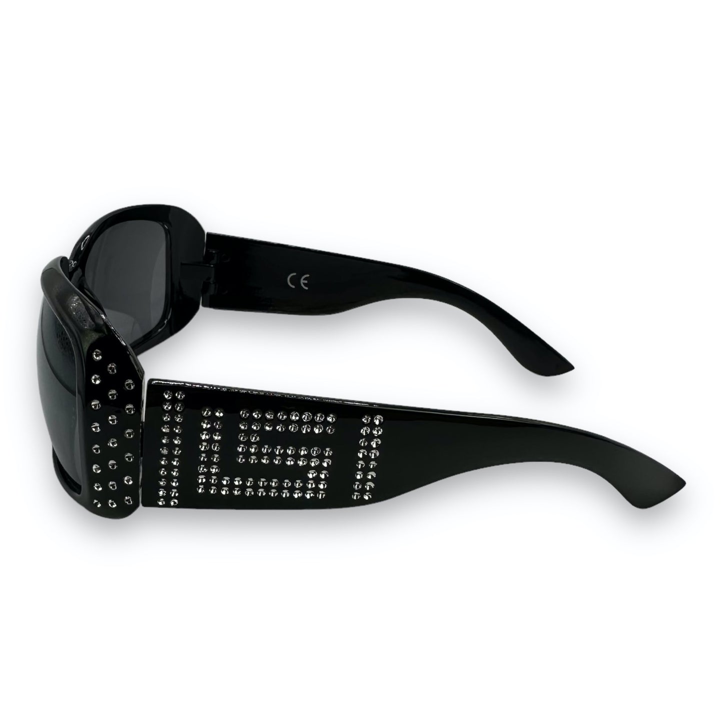 Sunglasses - Oversized - Rhinestones - Black