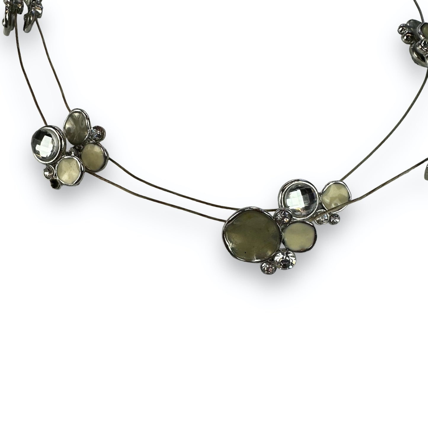 Necklace - Silvercolored - Beige