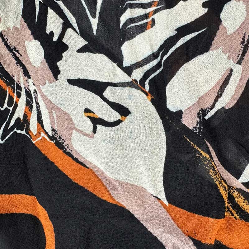 Skirt Top Set - Black - Orange - Flowers