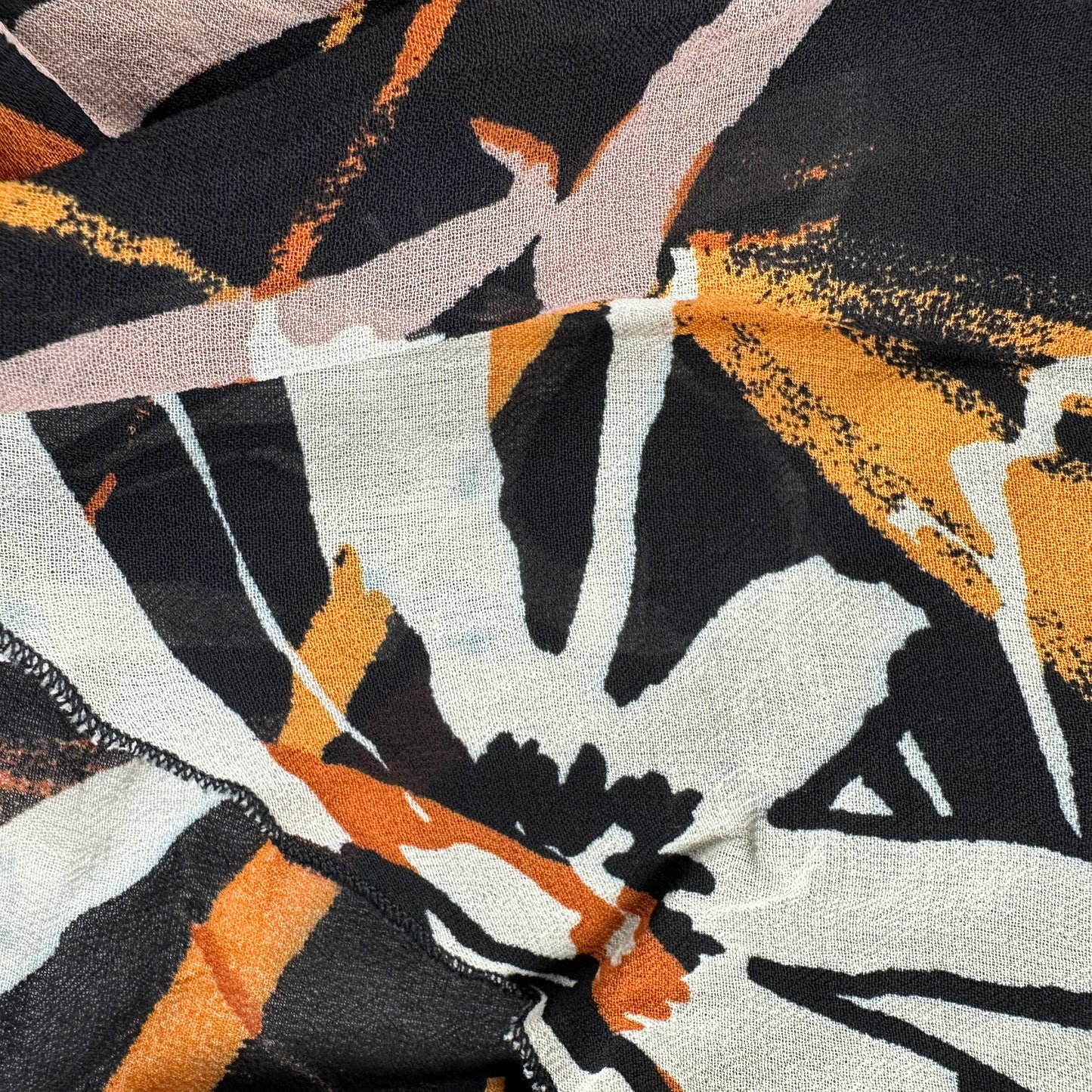 Skirt Top Set - Black - Orange - Flowers