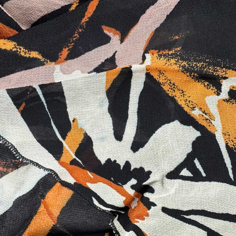 Skirt Top Set - Black - Orange - Flowers