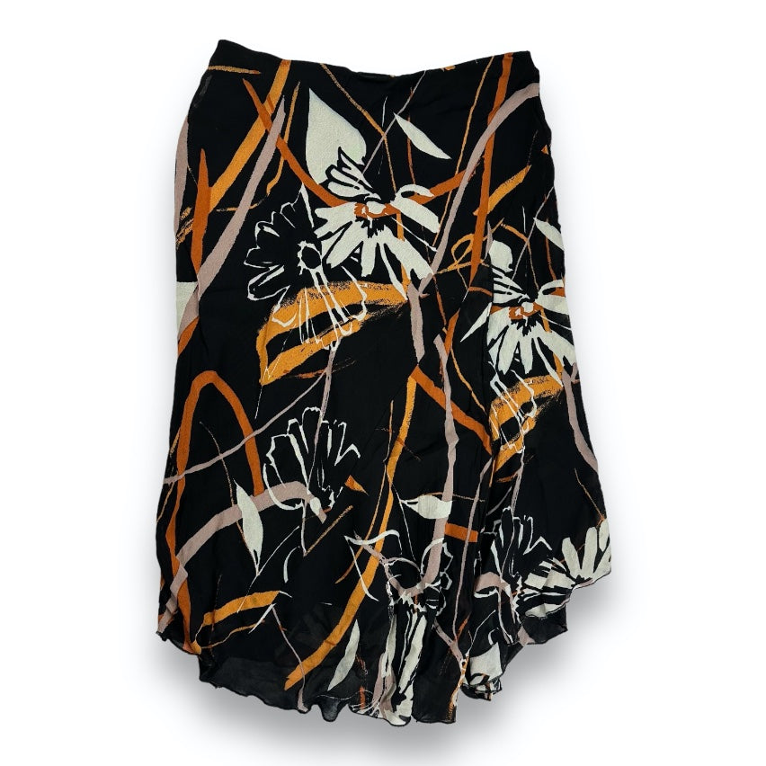 Skirt Top Set - Black - Orange - Flowers