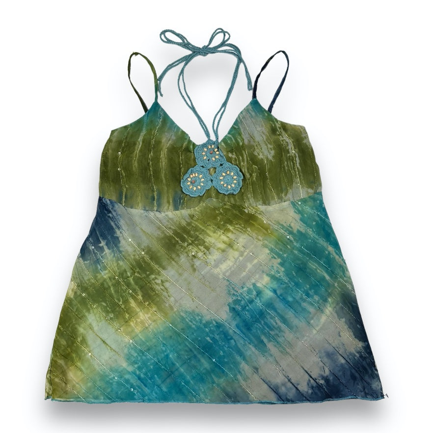 Spaghetti Strap Top - Turquoise - Lace
