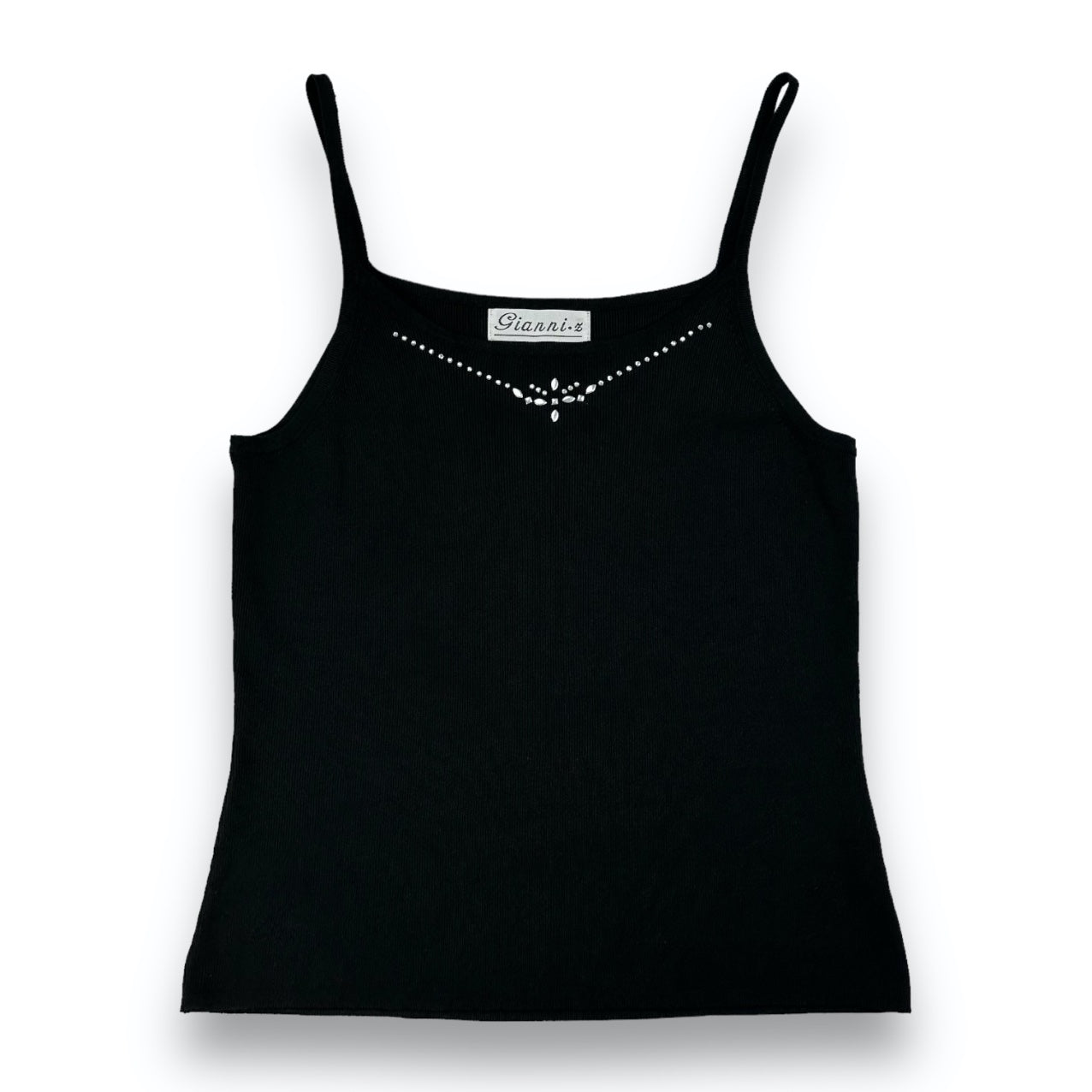 Spaghetti Strap Top
- Black - Rhinestones
