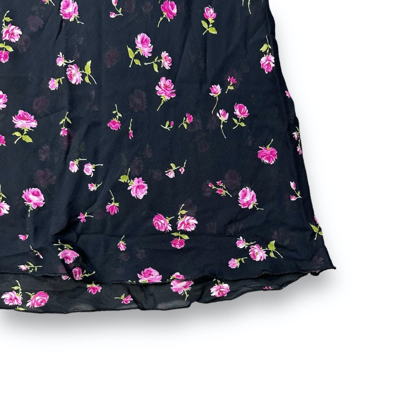 Skirt - Black - Flowers