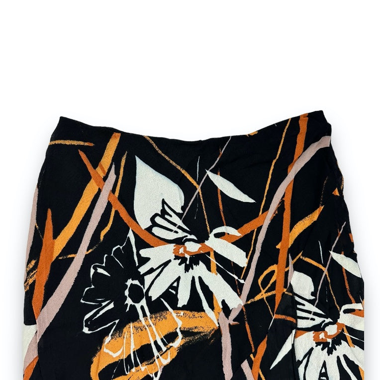 Skirt Top Set - Black - Orange - Flowers