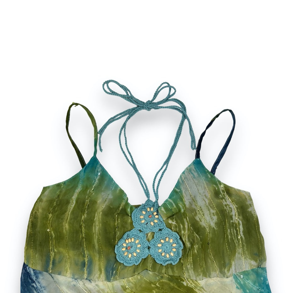 Spaghetti Strap Top - Turquoise - Lace