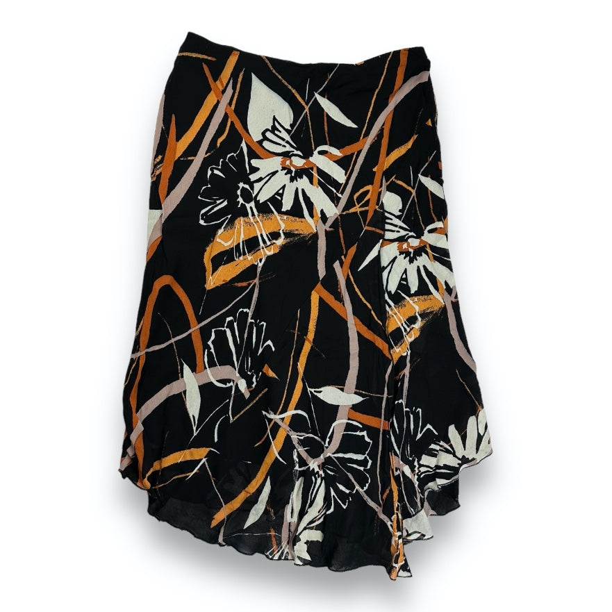 Skirt Top Set - Black - Orange - Flowers
