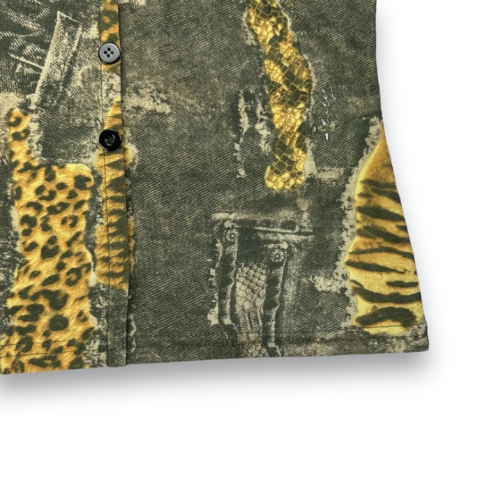 Spaghetti Strap Top - Green - Animalprint