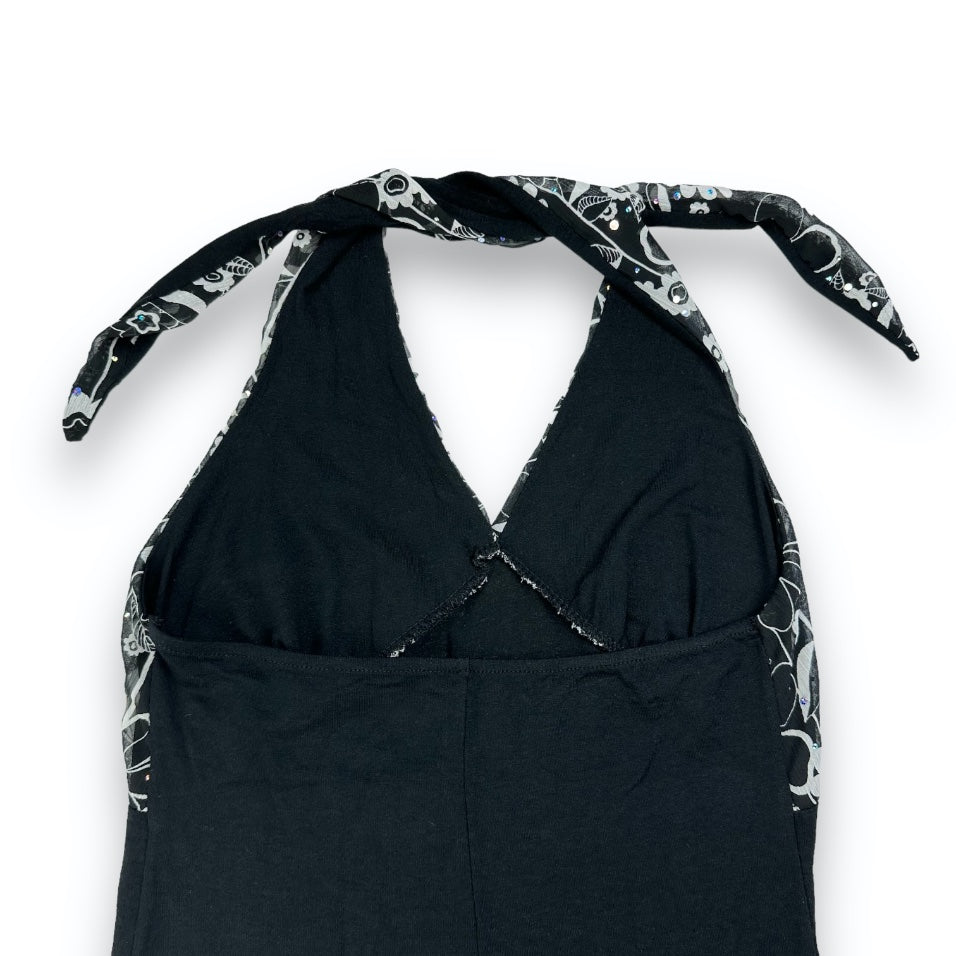 Neckholder - Black - Flowers