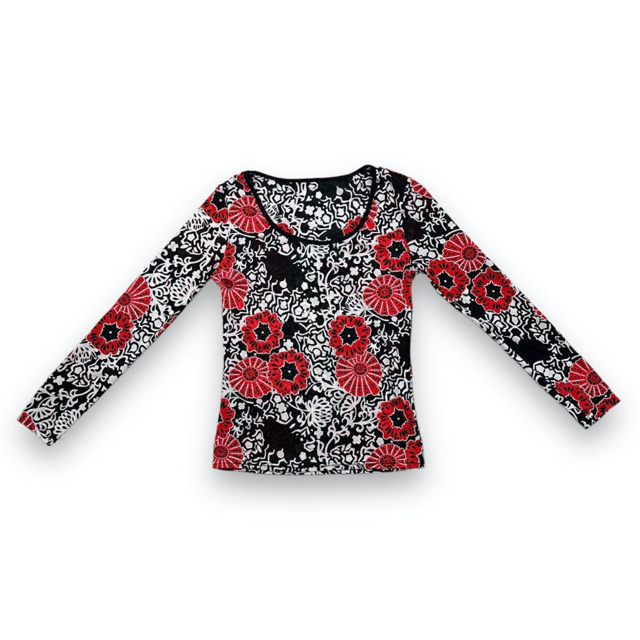 Meshtop - Red - Flowers