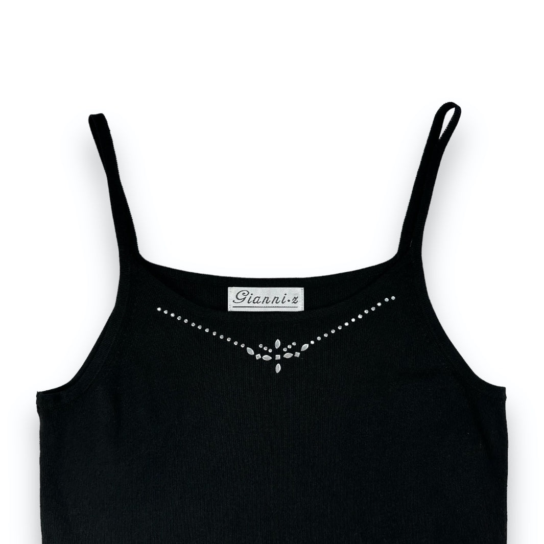 Spaghetti Strap Top
- Black - Rhinestones
