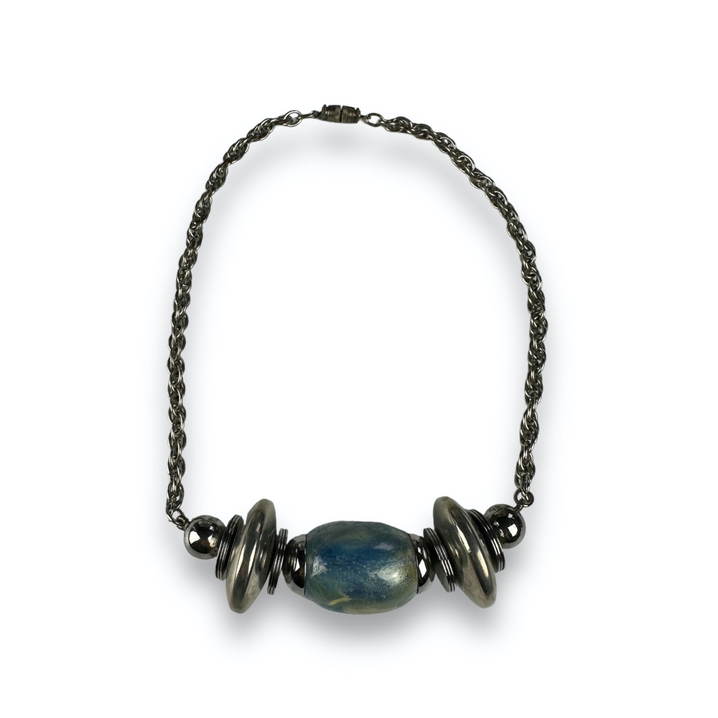 Necklace - Silvercolored - Blue