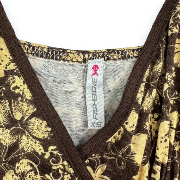 Spaghetti Strap Top - Brown - Flowers