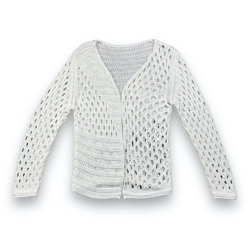 Cardigan - White - Knitted