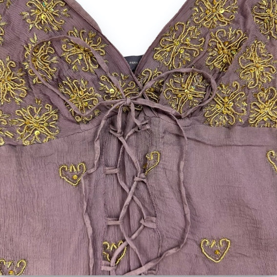 Spaghetti Strap Top - Purple - Gold