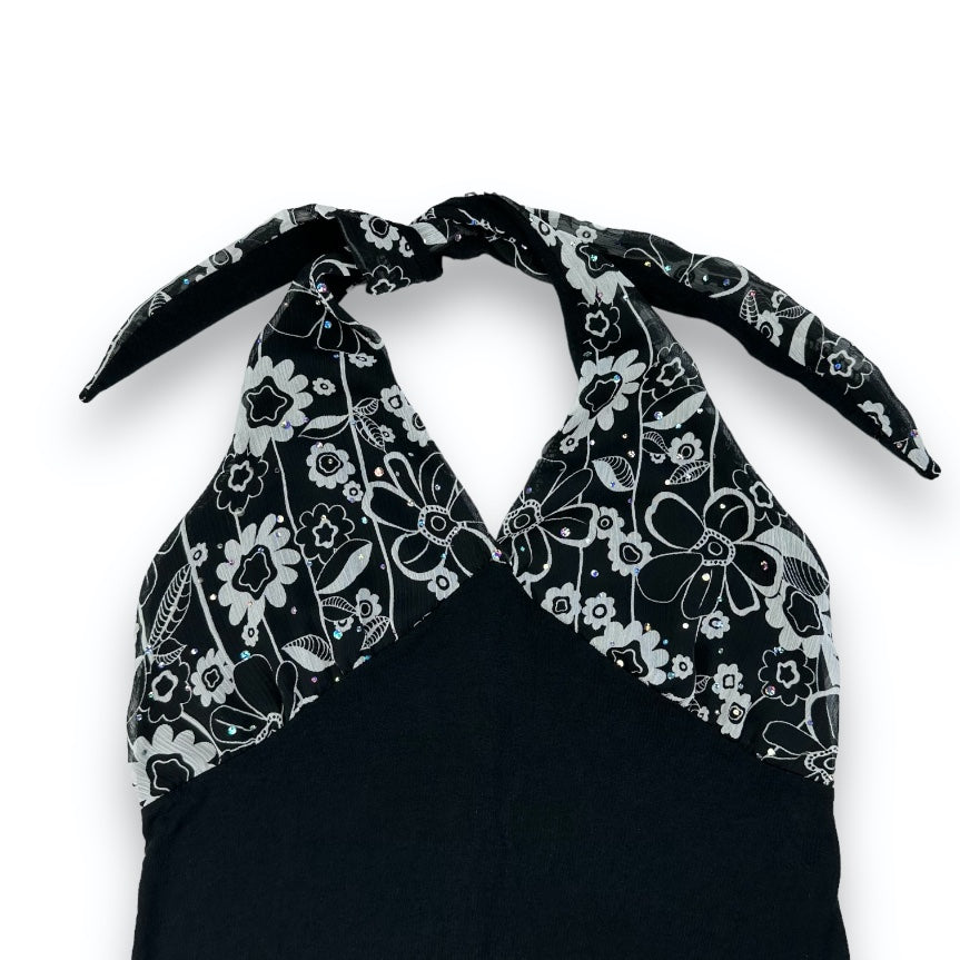 Neckholder - Black - Flowers