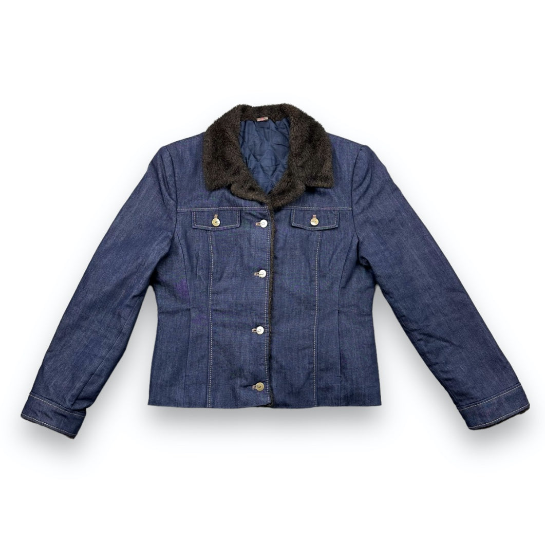 Jeansjacket - Darkblue - Fake Fur Collar
