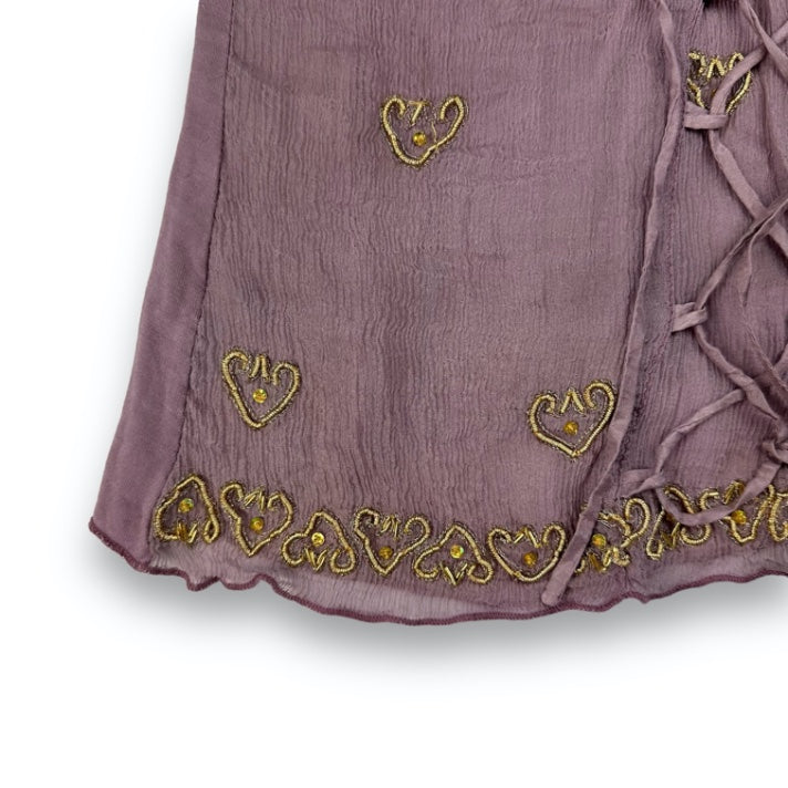 Spaghetti Strap Top - Purple - Gold