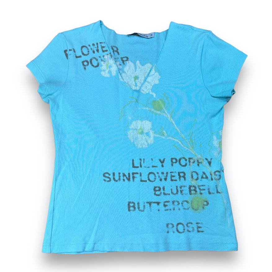 T-Shirt - Turquoise - Flowers