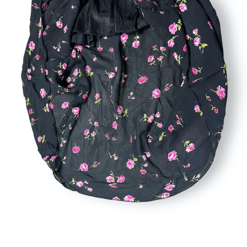 Skirt - Black - Flowers