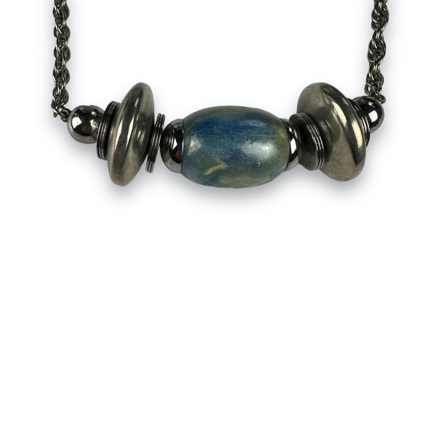 Necklace - Silvercolored - Blue