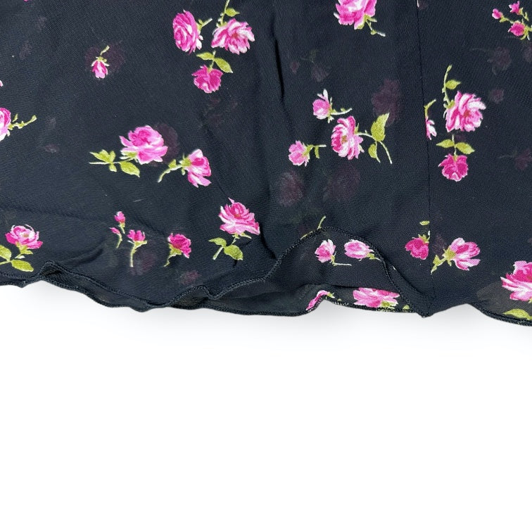 Skirt - Black - Flowers