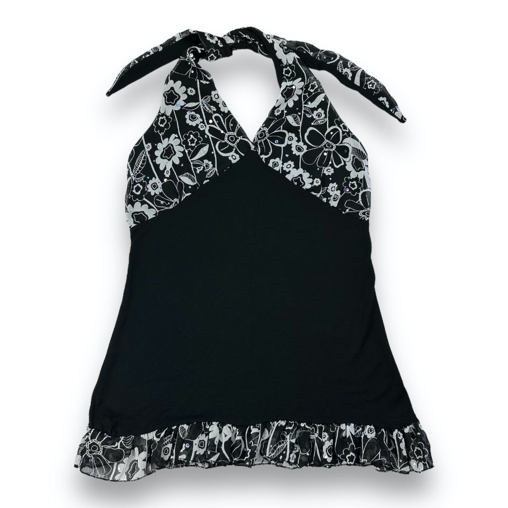 Neckholder - Black - Flowers