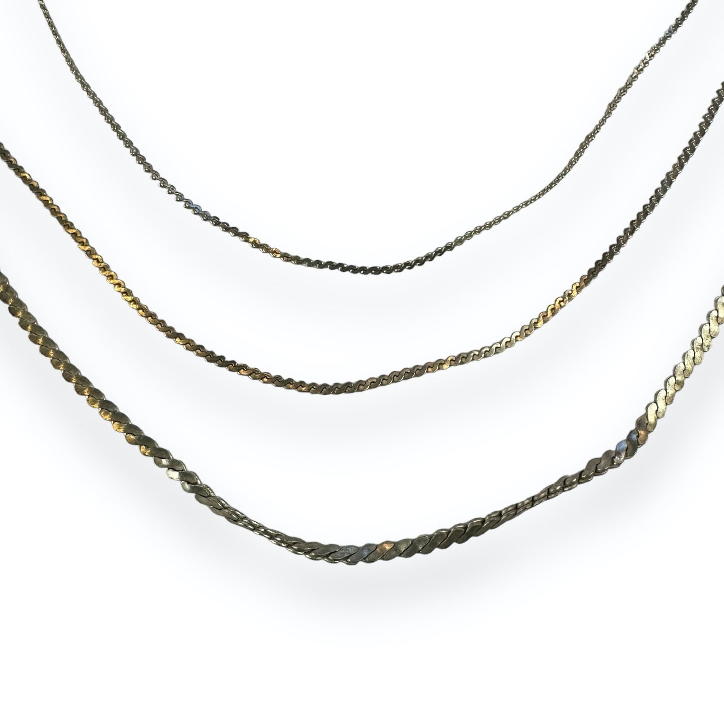 Necklace - 3 Chains - Silvercolored