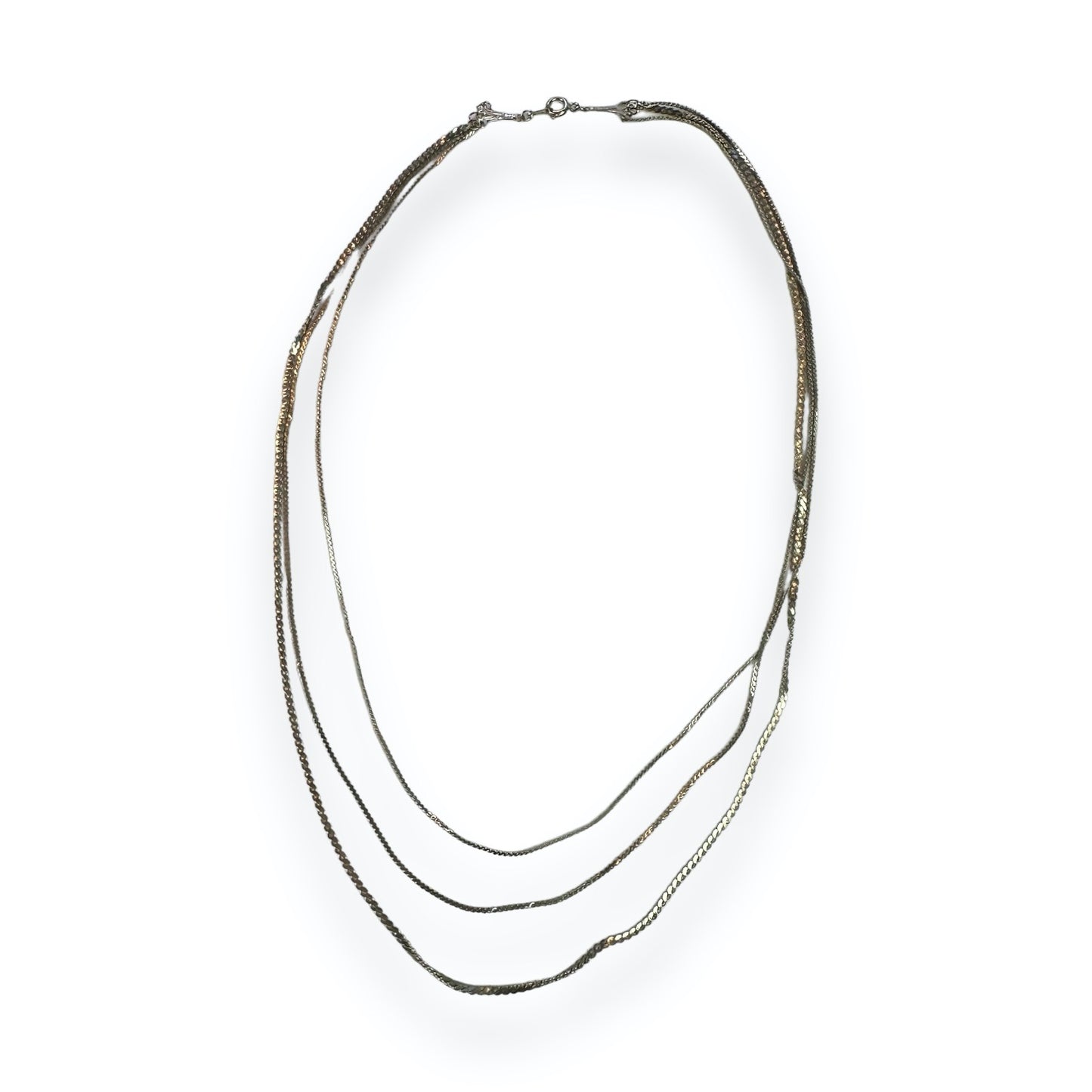 Necklace - 3 Chains - Silvercolored