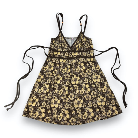 Spaghetti Strap Top - Brown - Flowers
