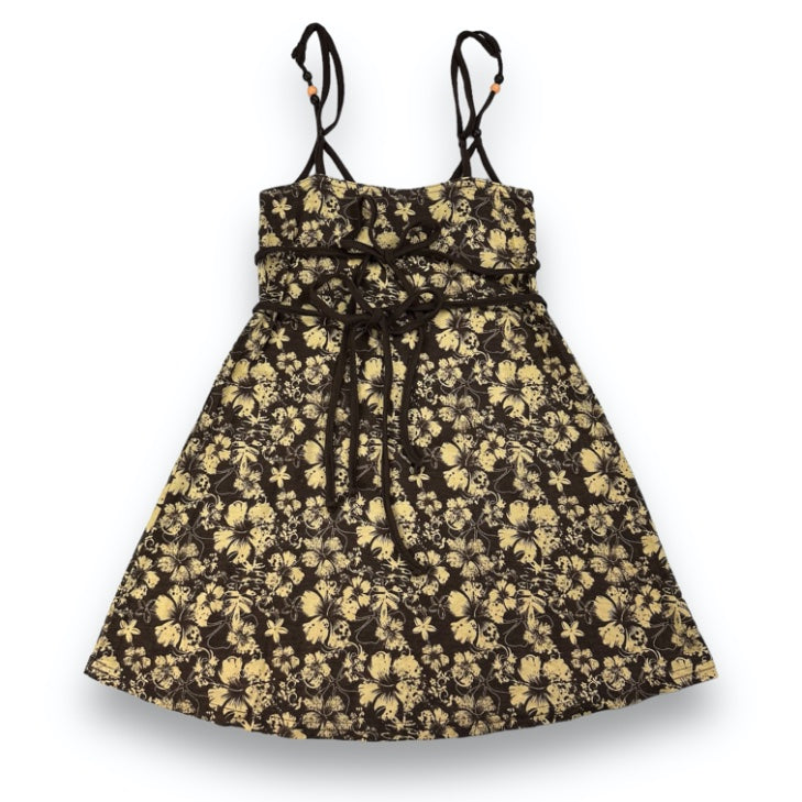 Spaghetti Strap Top - Brown - Flowers